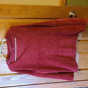 Red Velour Peep Neck Sweater